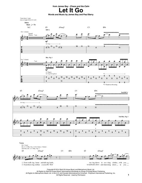 james bay let it go guitar tab.